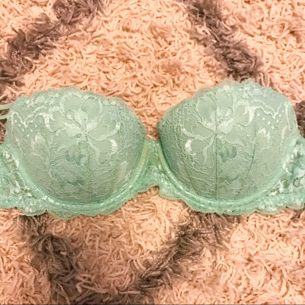 VS PINK Lace Push-Up Mint Sea Foam Green Bra